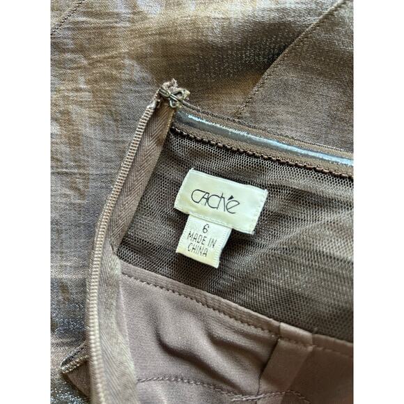 Vintage Y2K Cache Metallic Halter Mini Dress Womens size 6 Bodycon Glam Cocktail - Picture 11 of 11